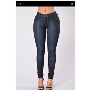 Fashion Nova Classic Mid Rise Jeans (Dark Blue)